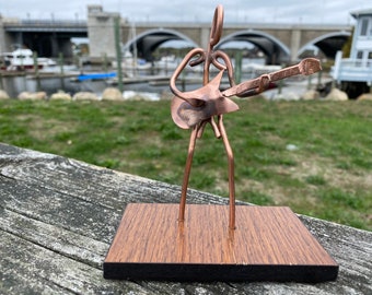 Copper Art Figurine of a guitarist / bass