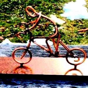 Copper Art Figurine Tri-Athlete. Ironman image 1
