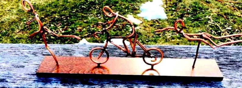 Copper Art Figurine Tri-Athlete. Ironman image 1