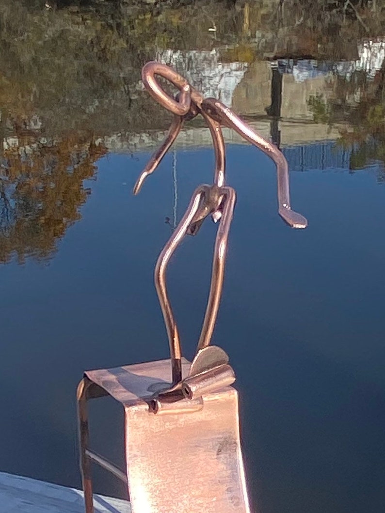 Copper Art Figurine Skateboarder Etsy