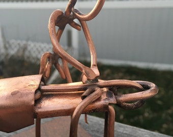 Copper Art Figurine of a massage  therapist and client
