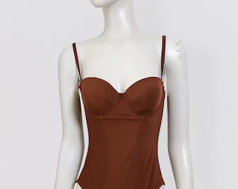 LA PERLA – brown stretch fabric corset