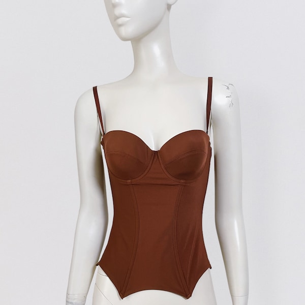 LA PERLA – brown stretch fabric corset