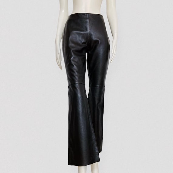 パンツ Rare Dark Black Leather Flare Pants 00s Vintage 90s Black Leather Flared Pants - Etsy