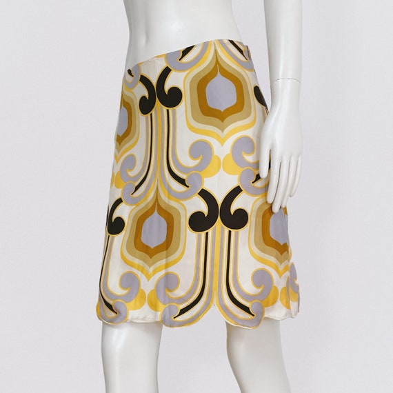 MIU MIU – S/S 2005 silk satin midi skirt with geo… - image 2