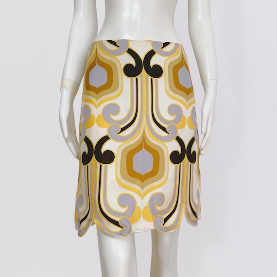 MIU MIU – S/S 2005 silk satin midi skirt with geo… - image 1