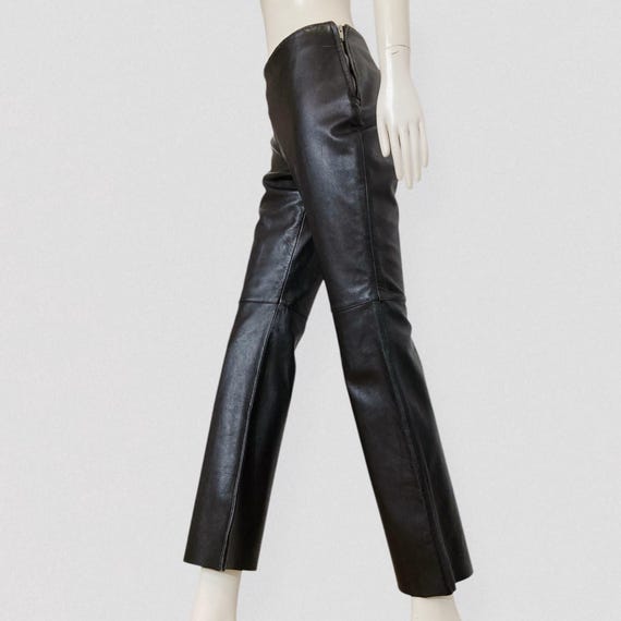 Vintage 90s Black Leather Flared Pants - Etsy