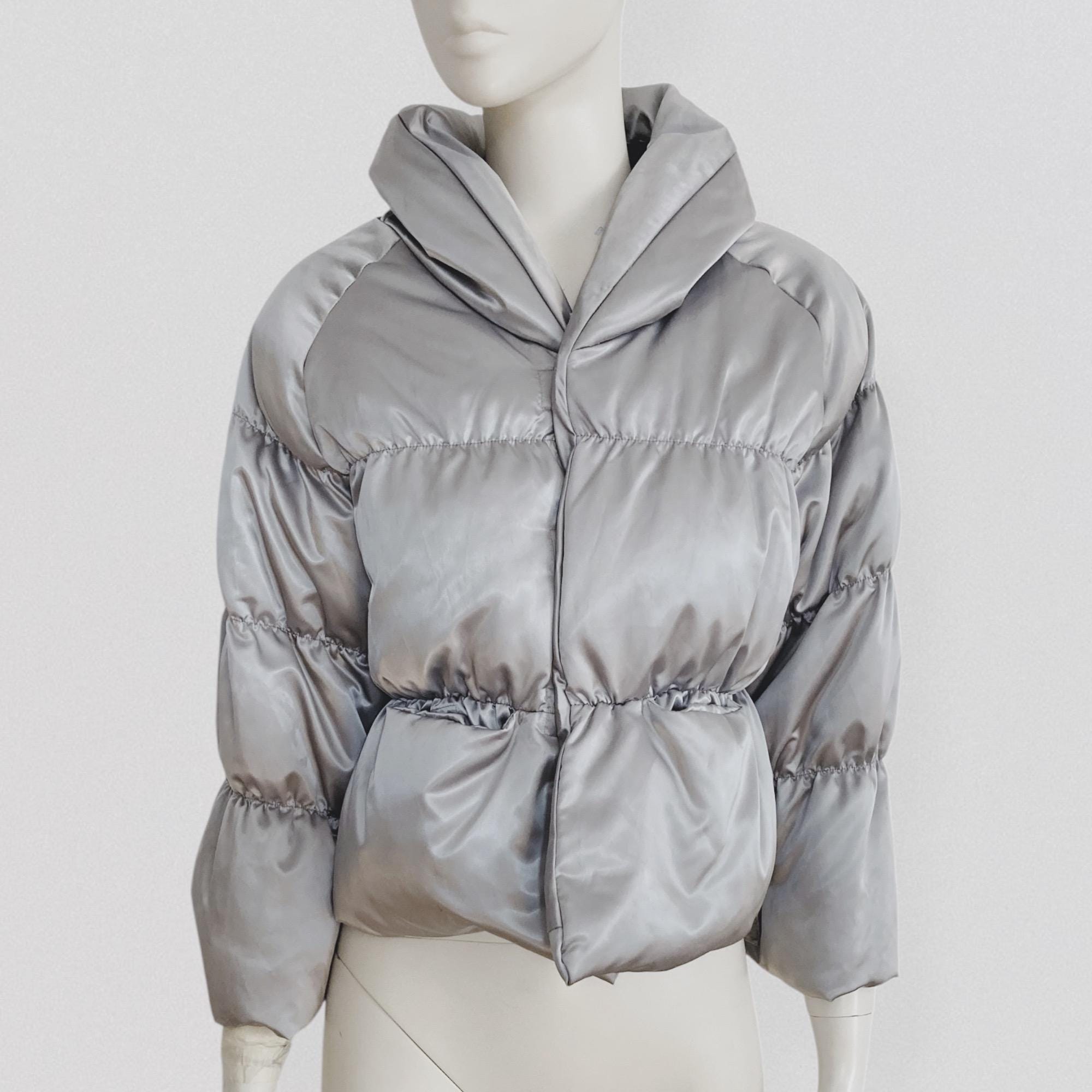 Shawl Collar Puffer Coat - Etsy
