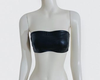 VERSUS by GIANNI VERSACE – Black leather micro bandeau top