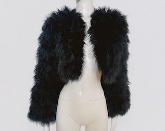 SONIA RYKIEL – Black feather cropped jacket