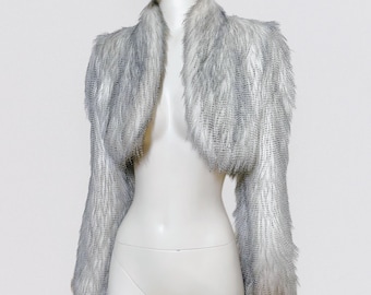 TAKADA by Kenzo Takada – Gray faux fur cropped jacket
