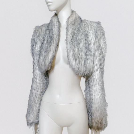 TAKADA by Kenzo Takada – Gray faux fur cropped jacket
