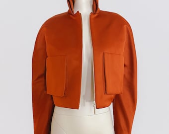 GUY LAROCHE – F/W 2012 rust orange crop bomber jacket