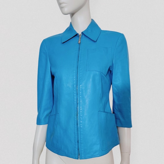 VERSUS GIANNI VERSACE – Light blue leather jacket