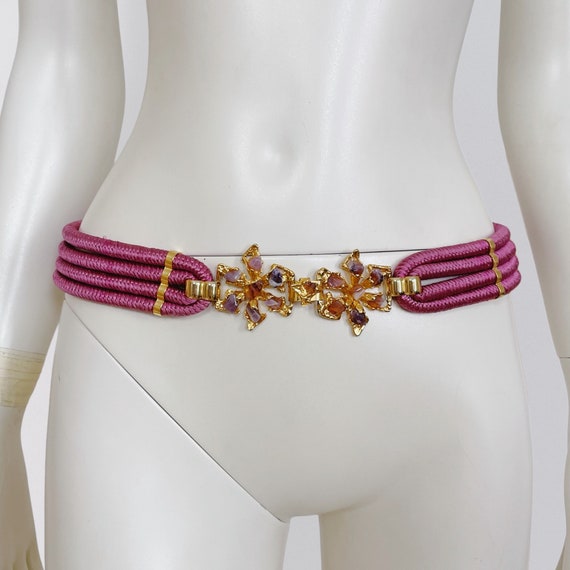 Pink Floral Link Statement Belt metal stone NWT Shyanne Women main image 4