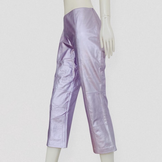 ESCADA - Iridescent pink leather cropped pants