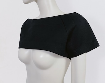 PATRIZIA PEPE mini crop top bolero in black Neoprene vintage 00s Y2K