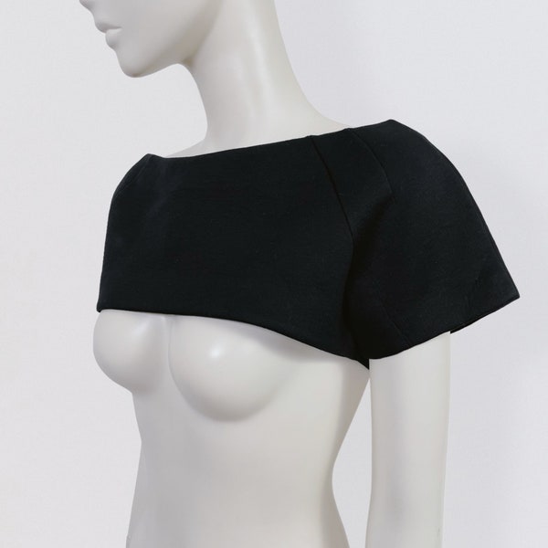 PATRIZIA PEPE mini crop top bolero in black Neoprene vintage 00s Y2K