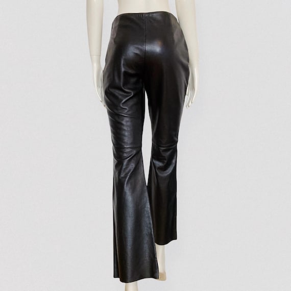 Vintage 90s Black Leather Flared Pants - Etsy