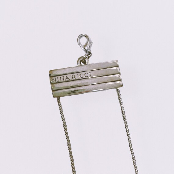 NINA RICCI – silver metal choker neckkace with gr… - image 6