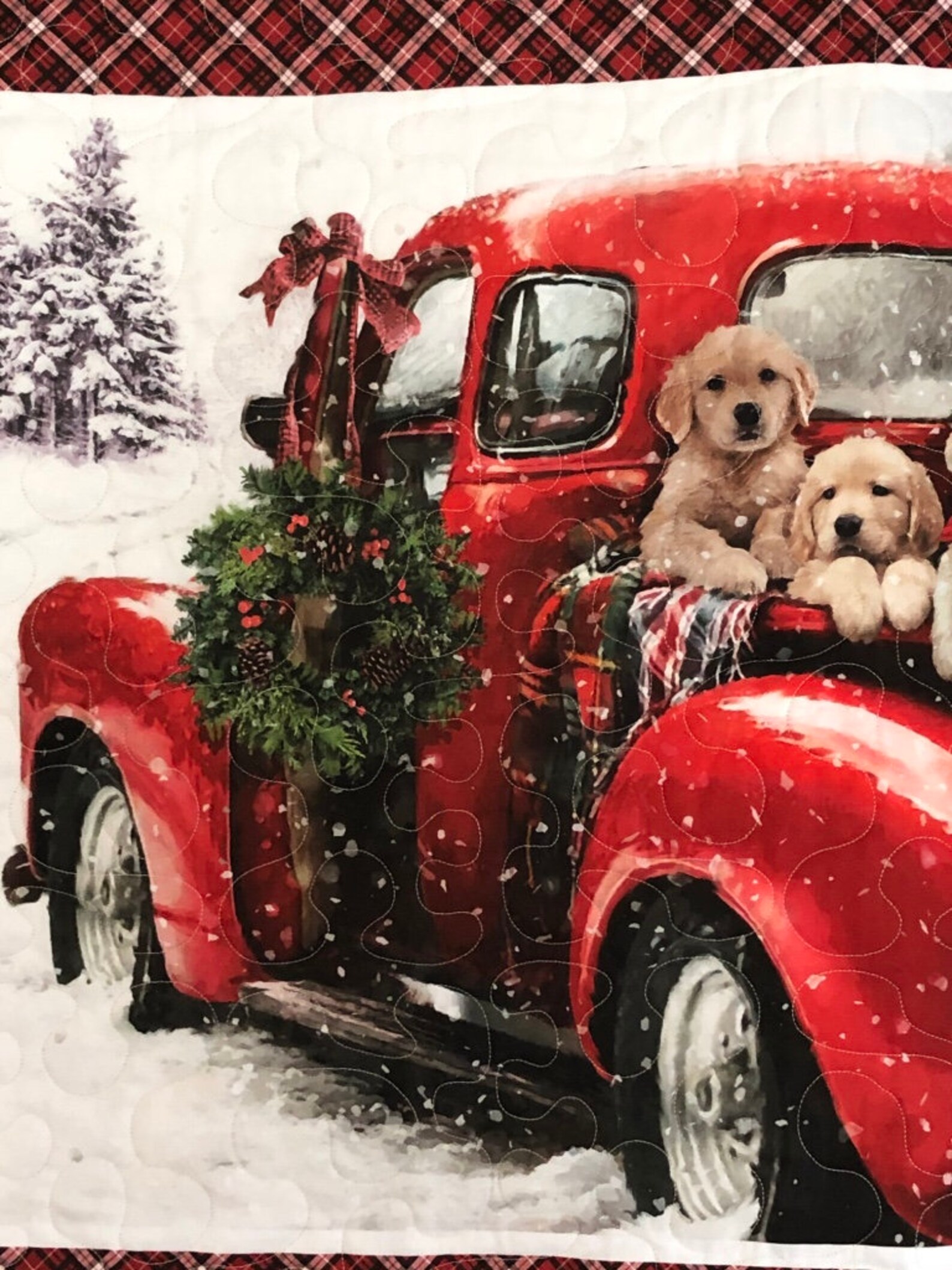 Red Truck Christmas Puppies Quilted wall hanging Etsy