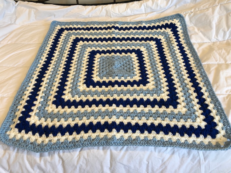 Crocheted Baby Blanket Granny Square pattern Etsy