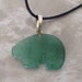 Jade Green Aventurine Zuni Bear Totem Carved Gemstone Pendant, Tumble Polished Natural Stone Jewelry, Necklace w Adjustable Cord