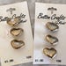Vintage Button Crafts by La Mode Loop Buttons 2 Sets of 3 (6 total) Gold Metallic Heart-Shaped Plastic Button Fasteners 3/4" (19mm) Washable