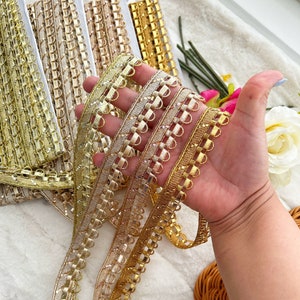3 Yards Gold Gota sew on sparkly edging Bridal Dupatta Embellishment Trim laces Crafting, Quilting , Dressmaking laces Indian