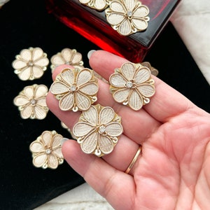 10 Pcs Indian Handmade Applique Rose Gold  Gota Flower Sequin Embellished Motif Crafting Sewing Applique