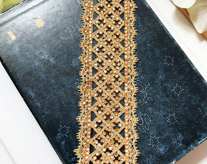 2.5 cm Width Fashion Gold Lace Trim Knitting Pattern 1 Yard