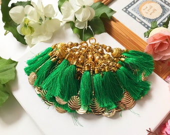 1 par oro más recientes de la India labor gota del grano Borla latkan Sari Blusa Dupatta lehenga