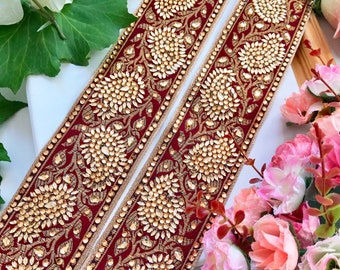 1 Meter Indian Zari Zebra Thread work pattern Lace Ethnic Ribbon Sari Border