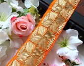 Orange Gota Decorative Sewing Dupatta Lace,Saree Trim, Indian Trim,Fabric Indian Craft, Sash, Lace Border Trimming, 8 Cm Wide- 1 Yard