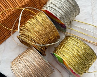 5 Yards Silver/ Gold/Antique Gold/Rose Gold Craft Dori Dress Lace Indian crafting Sewing dori cord blouses tie back, Sari Blouse Dori 0.3 Cm