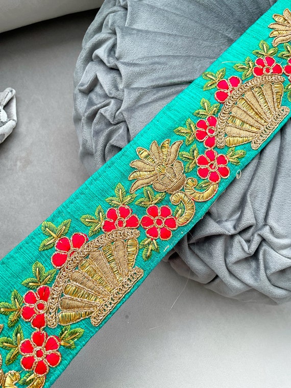 1 Yard Embroidered Ribbon Fabric Trim Decorative Embroidery Embellishments  DIY Crafting Sewing Saree Indian Sari Border Home Decor Tape