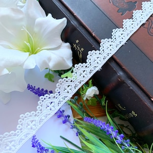 Cotton Lace Trim, vintage lace trim, floral lace, white cotton lace trim by the Meter, lace border Width - 2.1 Cm