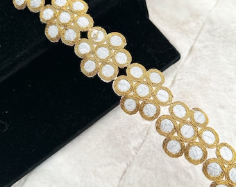 Bordura Ricamata A Quadri In Oro Rosa, Bordo A Quadri Rosa, Pizzo Rosa