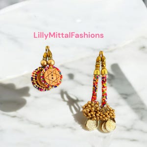 1 par de borlas indias multicolores adornadas con lentejuelas, hechas a mano, para blusa, vestido, costura y manualidades.