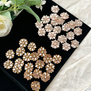 20 Pcs Antique Gold/ Rose Gold Rhinestone bead Mirror Embellished Handmade Floral Appliques ,Sewing Crafting Dress Appliques, Headband