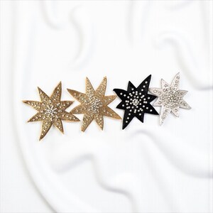 Handcrafted Zardosi Star Appliques: Beaded Indian Embellishments (2 Pcs)