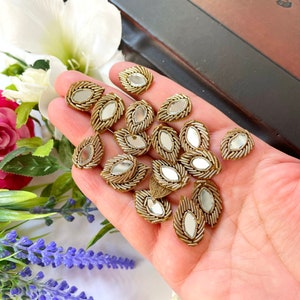 Latest Indian Antique Gold Zardozi Mirror Leaf Shaped Handmade sewing Crafting Headband Applique r1 4c
