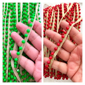 3 Yards Grün / Kastanienbraun Perlen Perlen Spitzenbesatz für Dekoration Kleider Bordüre zum Basteln, Nähen Tuch Zubehör