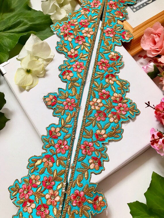 1 Yard Latest Indian Cutwork Zari Thread Colour thread work Lace Trim Border