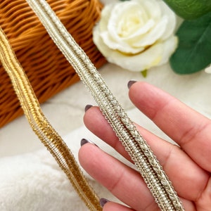 9 Yards Gold Zari Rope Piping Lace Scarf Dupatta Border Saree Sewing ...