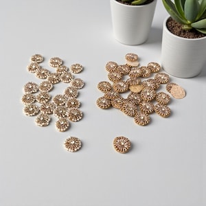 Gold Zardozi Flower Appliques: Pearl Stone Indian Patch (1.5 cm)
