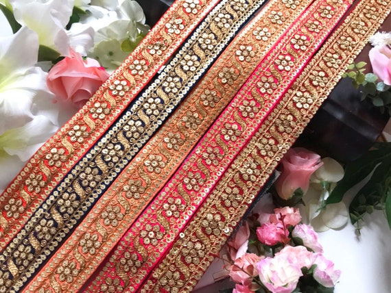 1 par último diseñador indio labor gota Lentejuelas Blusa Circón latkan Decoración