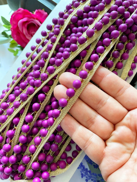 Kassér lammelse parkere Buy Purple Bead Pearl Lace Trim for Decoration Dresses Border for Online in  India - Etsy