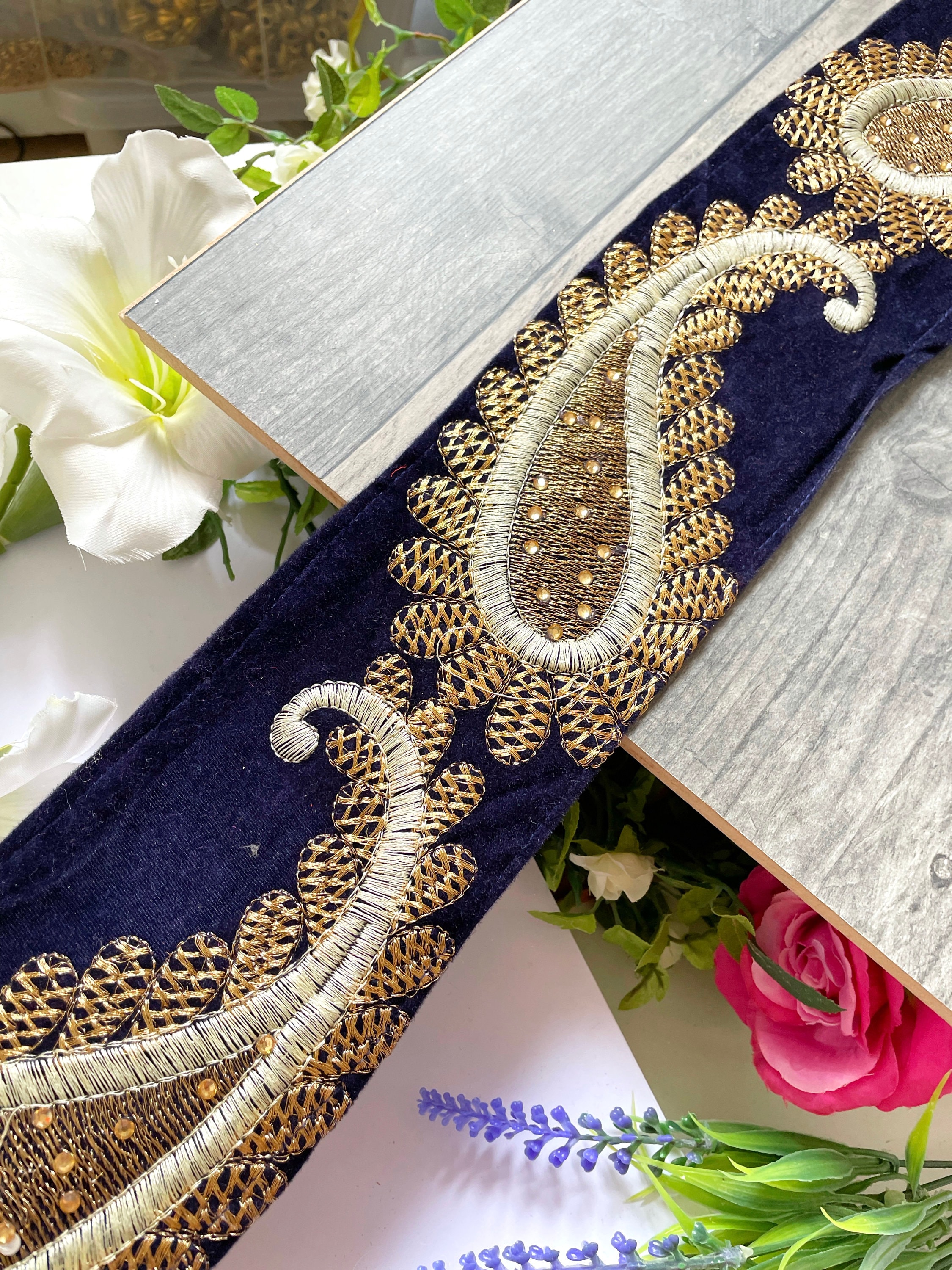 1-4M Perla Perline Pizzo Bordo Oro Argento Bronzo Nastro - Foto 9