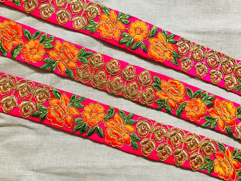 1 Yards latest Indian Embroided Ribbon Trim Sari Boarder Decorative Craft Lace